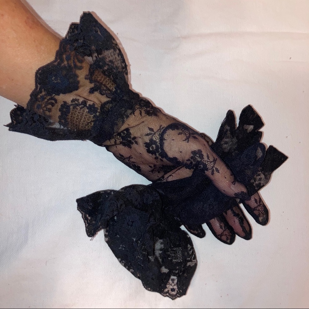 Vintage black lace gloves
